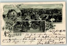 04749 O7303 Ostrau , Sachs 1899 Lithographie Gasthaus Zum Wilden Mann