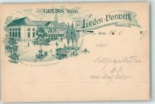 04655 O7234 Kohren-Sahlis 1897 Lithographie Linden-Vorwerk Ruderboote Vorläufer Ort handschriftlich