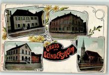 67259 W6711 Beindersheim - Bäckerei Handlung J. K. Helbig Gasthaus A. Stolzum Zum weissen Ross Kirche Gemeinde- und Schulhaus