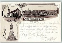 63303 W6072 Sprendlingen , Hess Lithographie Kirche Kriegerdenkmal