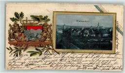 89264 W7912 Weißenhorn 1904 Prägedruck Passepartout Lithographie Wappen Scan verzogen