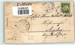 89264 W7912 Weißenhorn 1904 Prägedruck Passepartout Lithographie Wappen Scan verzogen