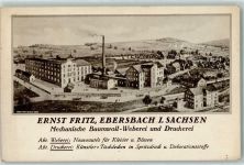 02730 O8705 Ebersbach /Sa. - Werbung Fabrik Ernst Fritz Weberei Druckerei