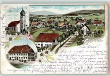 79853 W7825 Kappel , Hochschwarzw 1899 Lithographie Kirche Gasthaus Zur goldenen Blume