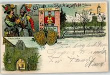 97070 W8700 Heidingsfeld Lithographie Die alten Schweden Nikolaustor Wappen Giemaul