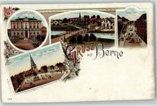 27804 W2876 Berne , Kr Wesermarsch Lithographie Krankenhaus Kuckens-Stiftung Lange Straße Marktplatz Kriegerdenkmal
