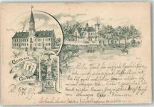 06420 O4340 Könnern 1899 - Rathaus Georgsburg Kriegerdenkmal Wappen Vorläufer