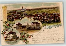 88416 W7955 Ochsenhausen Lithographie Bahnhof Hotel Rathaus Schwäne