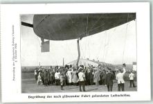 O9000 Chemnitz , Sachs Begrüßung des nach glänzender Fahrt gelandeten Luftschiffs Parseval 1910