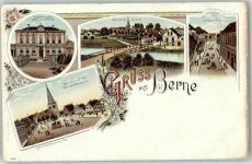 27804 W2876 Berne , Kr Wesermarsch Lithographie Krankenhaus Kückens-Stiftung Lange Straße Marktplatz Kriegerdenkmal