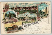 16547 O1403 Birkenwerder 1901 Lithographie Kaiser Wilhelm Denkmal Bahnhof Sanatorium Kirche