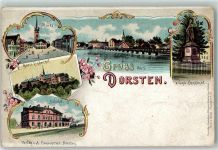 46282 W4270 Dorsten Lithographie Markt Maria Lindenhof Bahnhof Kriegerdenkmal