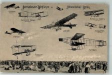 O1197 Johannisthal Internationales Wettfliegen Leblanc Sanchez Bleriot Rougier Latham Farman Edwards Baron de Caters Flugereignis 1909 Gebrauchsspuren