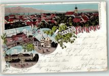 88069 W7992 Tettnang 1904 Lithographie Bahnhof Eisenbahn Tor Schloss