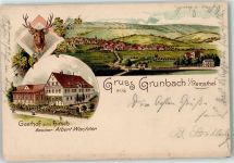 73630 W7064 Grunbach , Rems 1901 Lithographie Gasthaus Zum Hirsch Albert Wachter