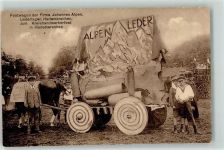 25557 W2215 Hanerau-Hademarschen Privatfoto AK Kreishandwerkerfest Festwagen der Firma Johannes Alpen Lederlager