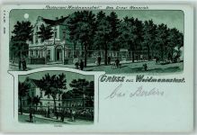 10115 W1000 Waidmannslust 1909 Lithographie / Mondschein Gasthaus Waidmannsheil Ernst Wennrich