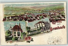 79539 W7850 Brombach , Kr Lörrach 1900 Lithographie Schloss Grosmann Gasthaus Zum Adler Karl Kaufmann