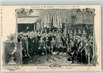 79539 W7850 Brombach , Kr Lörrach - Sängerfest 05. Juni 1904 Gruppenfoto Fahnen Bürgerlicher Sänger-Verein Ehrengabe