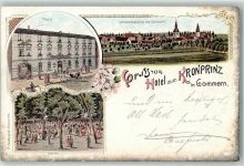 39175 O3104 Gommern 1900 Lithographie Hotel Zum Kronprinz