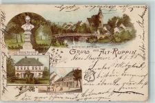 16816 O1952 Alt Ruppin 1898 Gebrauchsspuren Möhring Denkmal Sommerlogierhaus A. Giese En gros Geschäft G. Bührs Vorläufer Druck 1892