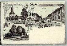 38279 W3328 Sehlde b Salzgitter Gebrauchsspuren Kirche Innerstebrücke Lithographie Loch
