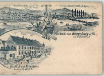 79395 W7844 Neuenburg am Rhein 1904 - Schiff- und Eisenbahn-Brücke Rhein Gasthaus Zum Hirschen E. Wenk
