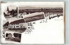36355 W6424 Grebenhain 1898 Lithographie Kirche Tanzplatz Gasthaus Zur Krone Karl Strauch Ahlmühle Forsthaus