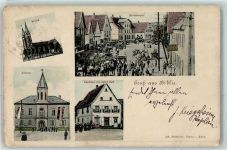 68647 W6843 Biblis - Kirche Gurkenmarkt Rathaus Kaufhaus Jakob Neff