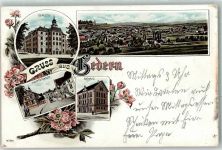 63688 W6473 Gedern 1897 Lithographie Schloss Hauptstraße Rathaus