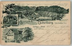 73252 W7311 Gutenberg , Württ 1900 Lithographie Wolfsschlucht Gasthaus Zum Hirsch Wilh. Votteler
