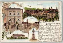 48565 W4430 Burgsteinfurt 1900 Lithographie Gasthaus Zur Krone Georg Luether Marktplatz Schloss Denkmal