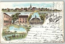 47441 W4130 Repelen 1898 Lithographie Gasthaus G. Eichschen Handlung A. Haubruck Haus Tervoort Repeler meer