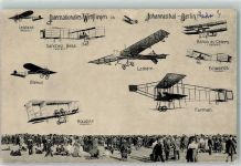 O1197 Johannisthal Internationales Wettfliegen Leblanc Sanchez Besa Bleriot Rougier Latham Farman Edwards Baron de Caters Flugereignis