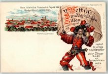 06198 O4114 Wettin Lithographie V. Bundesschiessen August 1902 10 jährige Bestehungsfeier des Schützenbundes und Bundesfahnenweihe