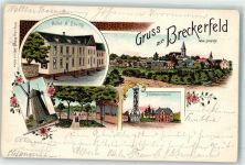 58339 W5805 Breckerfeld 1901 Lithographie Hotel A. Böving Windmühle Hohenzollernturm