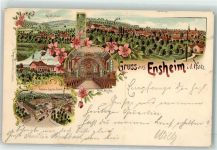 66111 W6600 Ensheim , Saar 1898 Lithographie Gräfinthal Elektr. Kraft Station Dosen- und Spulen- Fabrik Kath. Kirche