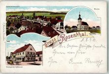 35119 W3559 Rosenthal , Hess 1901 Lithographie Kirche Postagentur G. Glausch Postkutsche