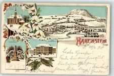 09471 O9303 Bärenstein b Annaberg-Buchholz 1898 Winterlithographie Kirche Kriegerdenkmal Hotel Sächsisches Haus