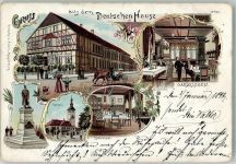 39638 O3570 Gardelegen 1898 Lithographie Gasthaus Deutschen Hause Kaiser Wilhelm Denkmal Rathaus Kutsche Bahnpost Berlin - Hannover