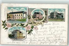 99338 O5216 Plaue , Thür 1908 Lithographie Gasthaus Franz Leipscher Kgl. Bezirkssteuer Kgl. Amtshauptmannschaft Schule