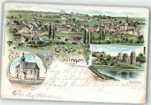 66557 W6688 Illingen , Saar 1898 Lithographie Kirche Burgruine
