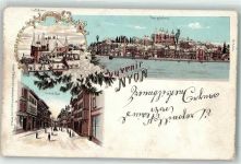 Nyon Schloss Hauptstraße Mit Glimmerauflage Winterlitho
