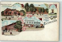 24568 W2358 Kaltenkirchen , Holst - E. Reher Gasthaus Windmühle Bahnhofs Gasthaus H. Schmidt Eisenbahn H. Hüttmanns Gasthaus
