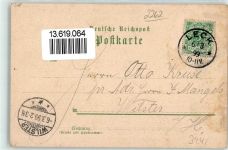 25917 W2262 Leck 1899 Lithographie Schule Kirche Marktplatz Postamt Bahnhof Hauptstraße