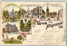 49584 W4557 Fürstenau b Bramsche, Hase 1899 Lithographie Ev. Krankenhaus Große Straße Hohe Tor Ev. Kirche Marktplatz Bahnhof Kriegerdenkmal Schloss Kath. Kirche