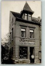 04680 O7241 Colditz 1912 Privatfoto AK Geschäft Klempnerei Bruno Lamprecht Emailleschild