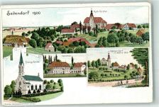 Seitendorf Zatonie Lithographie Kath. Kirche Ev. Kirche Kretscham