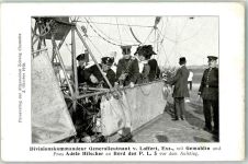 O9000 Chemnitz , Sachs Divisionskommandeur Generalleutnant v. Laffert Exz. mit Gemahlin und Frau Adele Hilscher P.L. 5 vor dem Aufstieg 2. Oktober 1910 Parseval