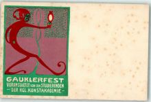 O8000 Dresden Gauklerfest Eule Studierende der kgl. Kunstakademie Ort handschriftlich Kunstgeschichte Dresden Gebrauchsspuren